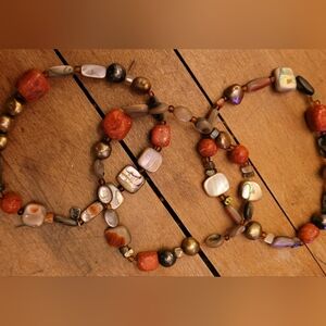 Silpada Fiesta Fun Set of Coral & Shell Beaded Women’s Bracelet